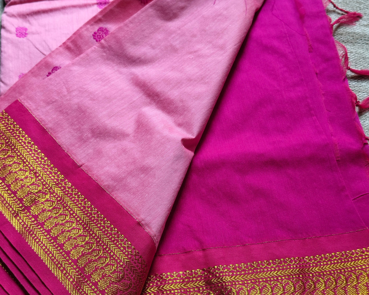 Devi - Pink and Magenta Pure Cotton Saree