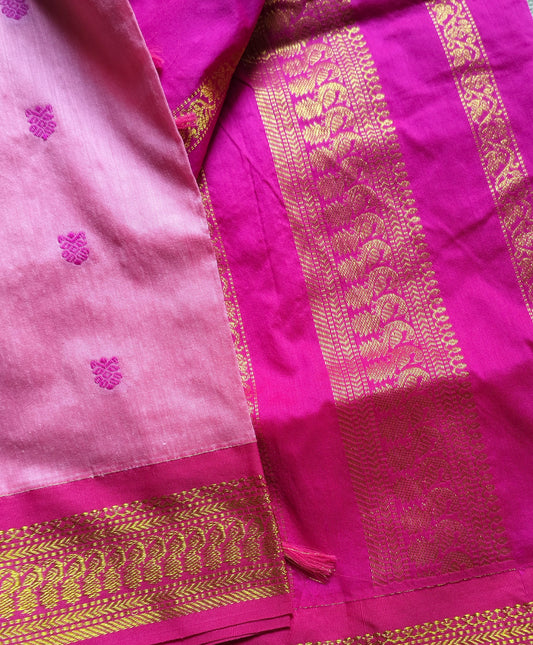 Devi - Pink and Magenta Pure Cotton Saree
