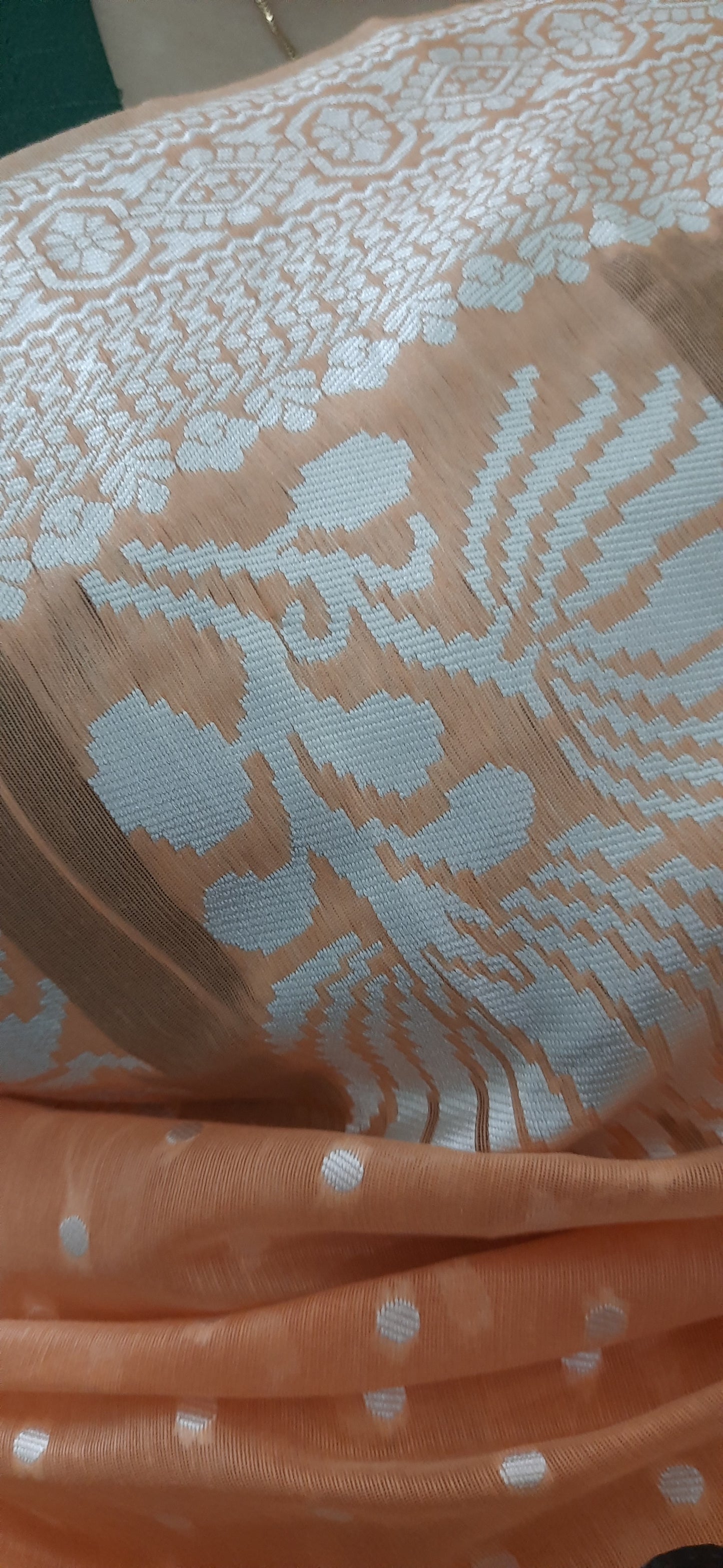 Peach Handloom Cotton Saree