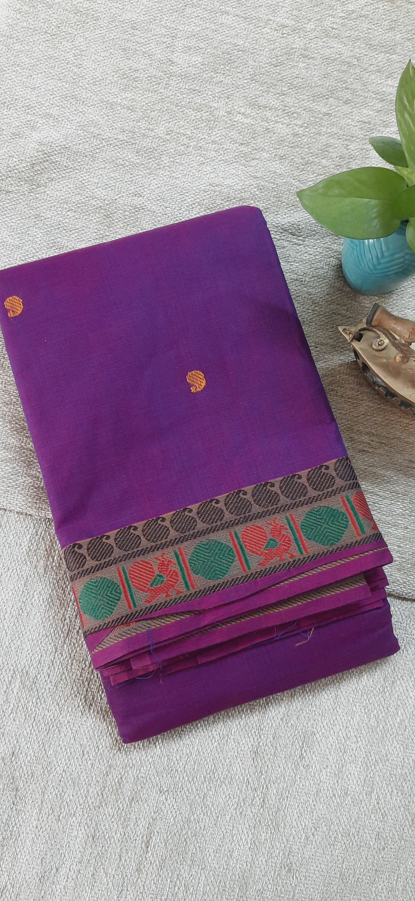 Purple Pure Cotton Saree