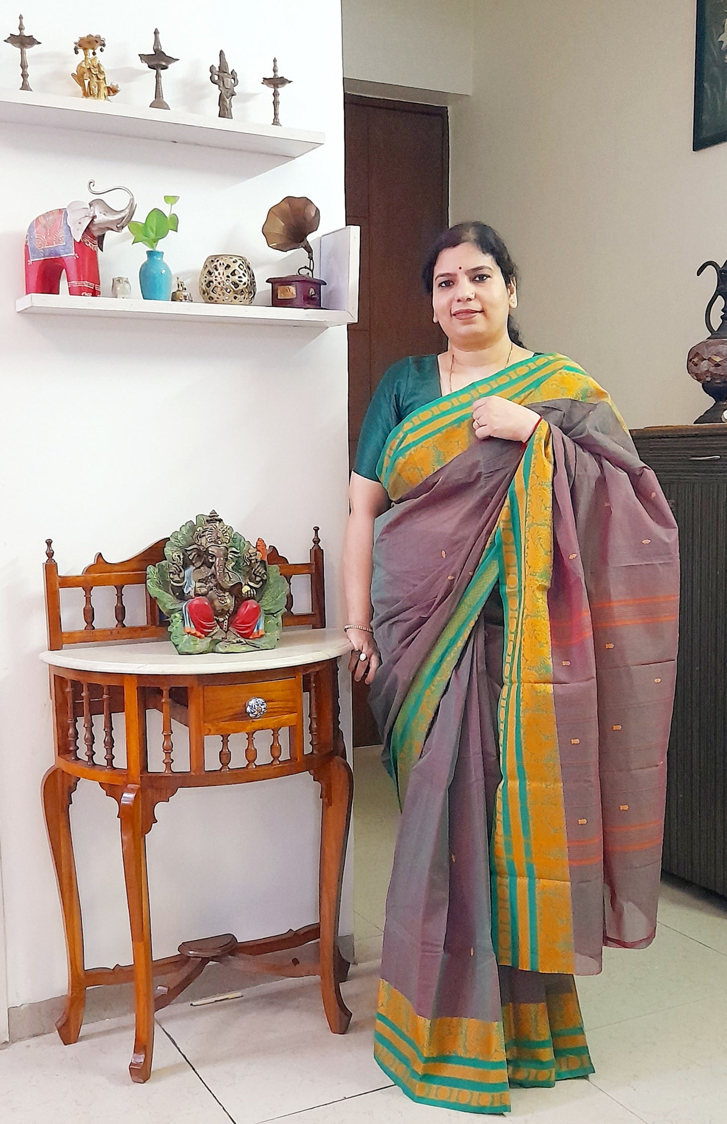 Light Brown Mayuri Pure Cotton Saree