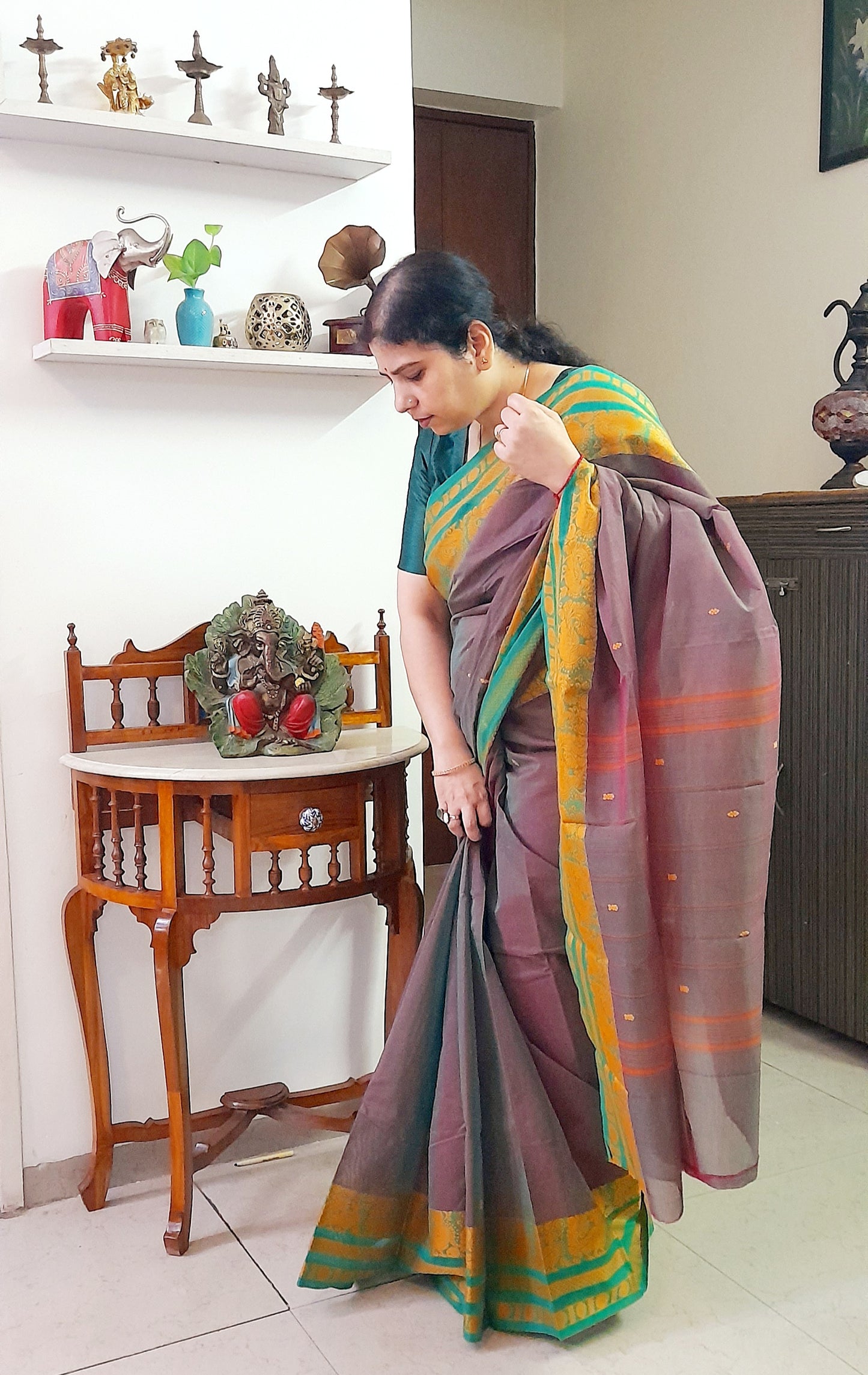 Light Brown Mayuri Pure Cotton Saree