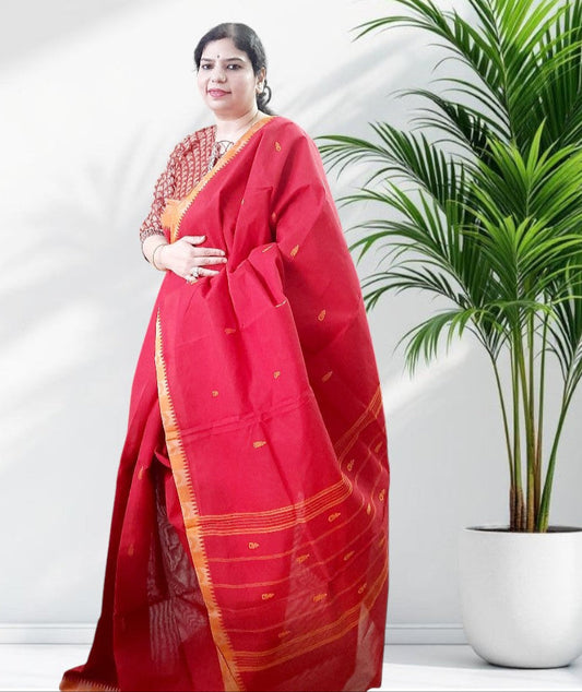ACHAL - Red Pure Cotton Saree