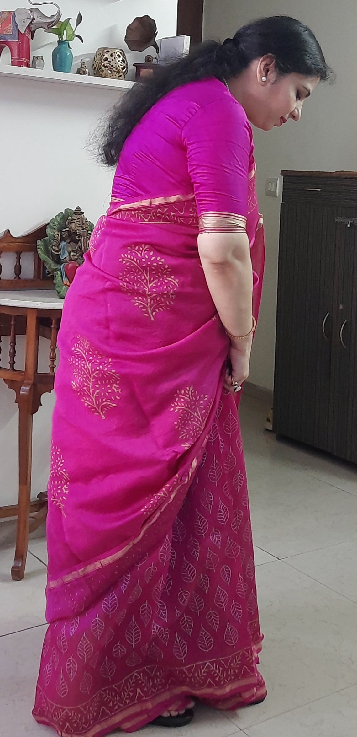 Magenta Chanderi Cotton Silk Saree
