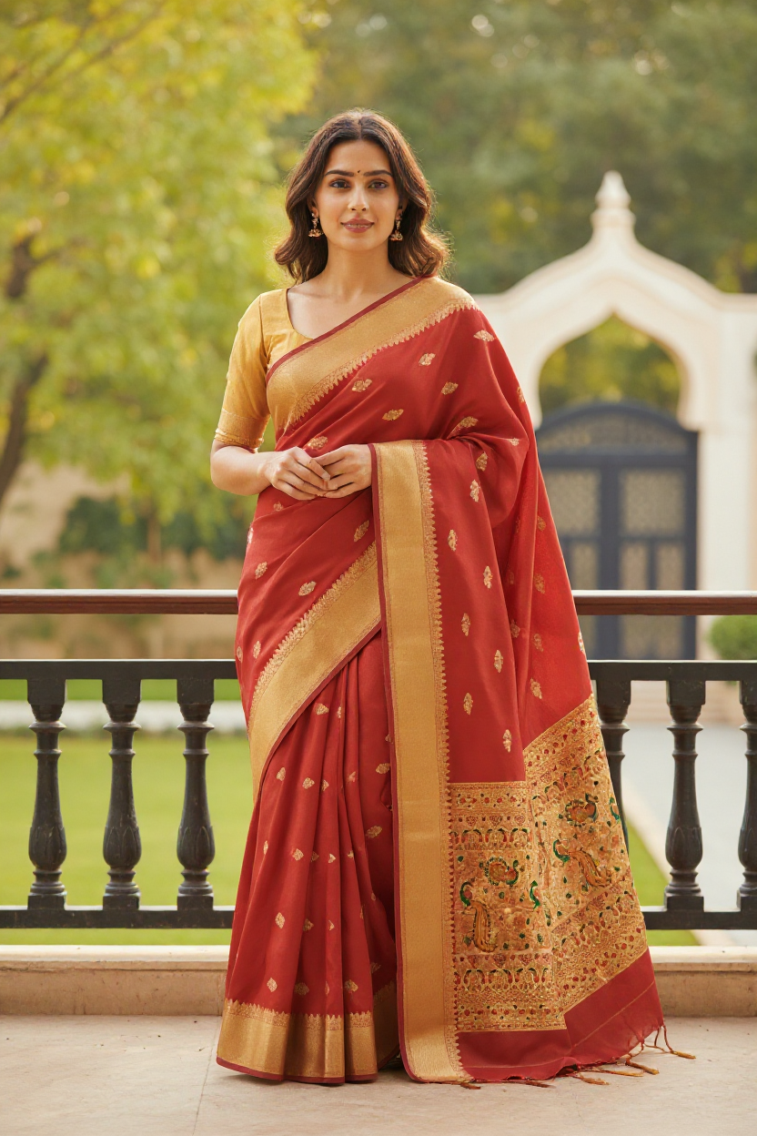 Red Paithani Silk Saree
