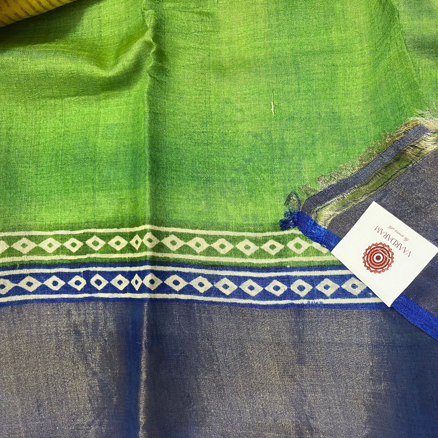 Yellow Pure Tussar Silk Saree with Prints