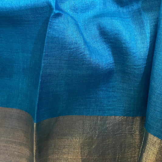 Steel Grey Tussar Silk Saree - Mango Motif