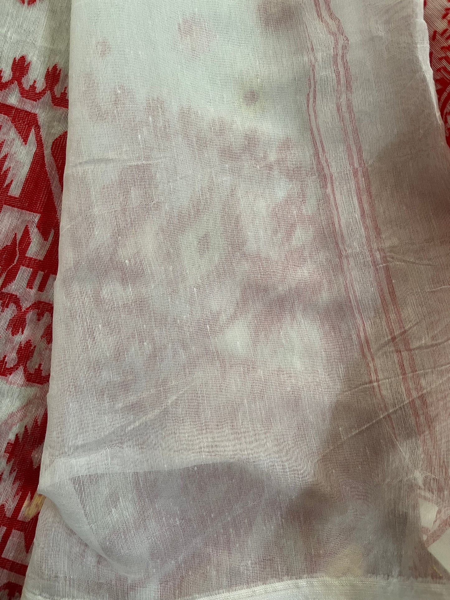 BRAHMI - Red White Jamdani Saree