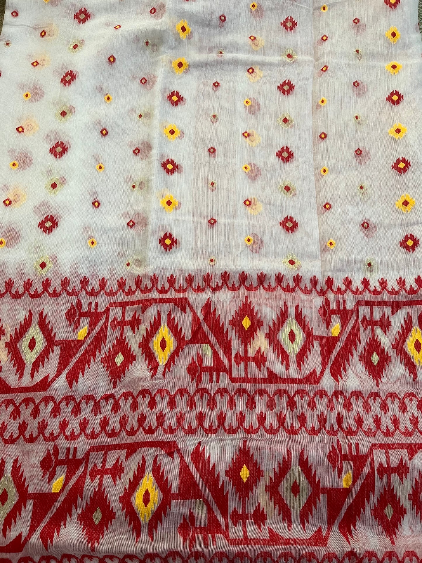 BRAHMI - Red White Jamdani Saree