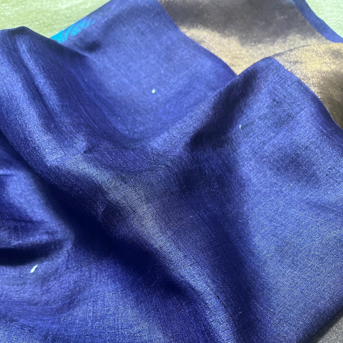Mudita - Navy Blue Printed Pure Tussar Silk Saree
