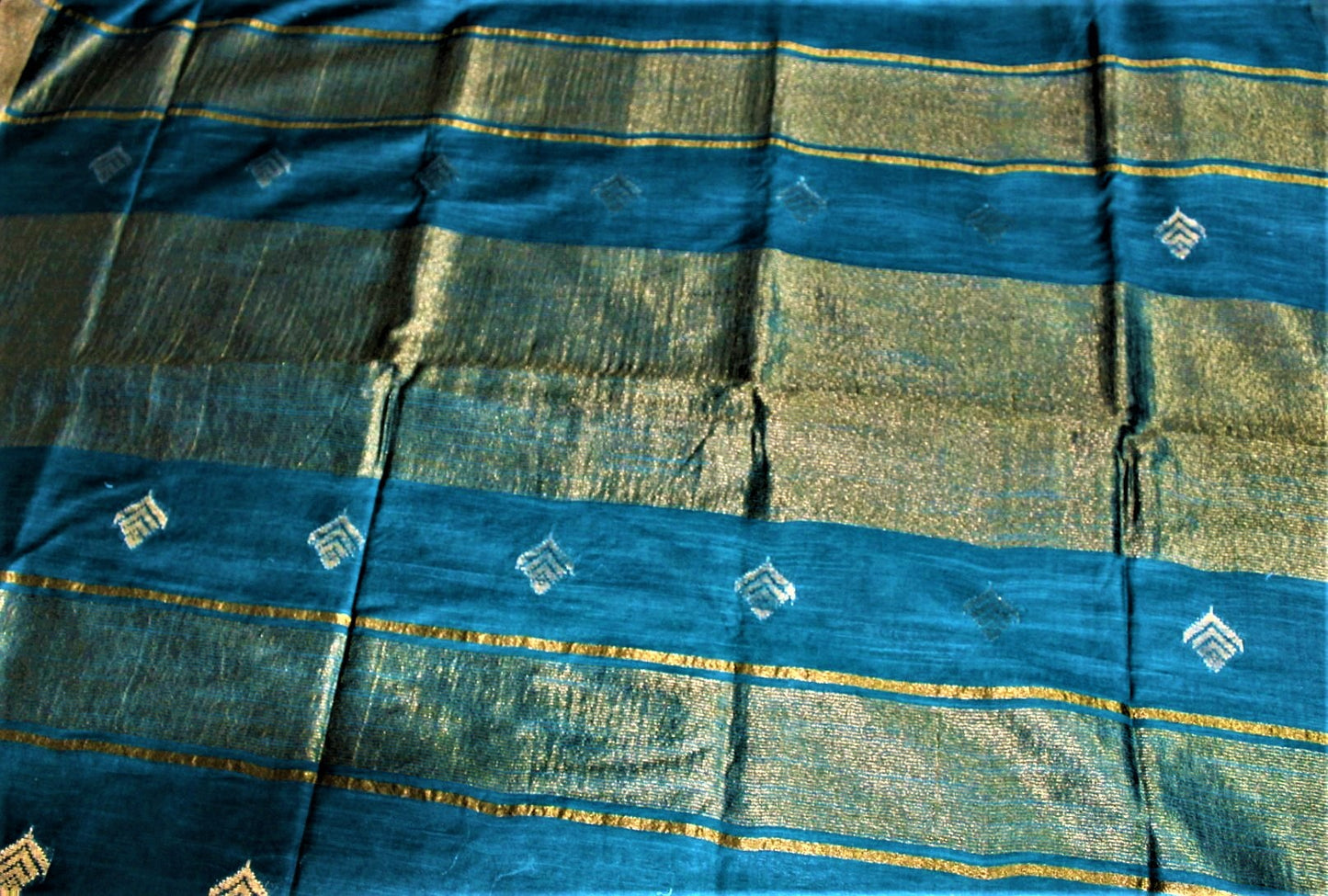 Teal Blue Cotton Silk Zari Buta Saree