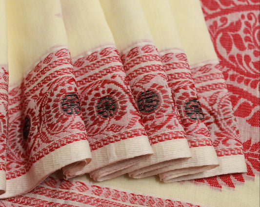 SHREE - Off-White Pure Cotton Baluchari Saree