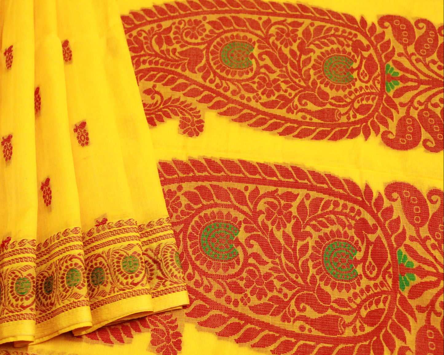 HANSA - Yellow Pure Cotton Baluchari Saree