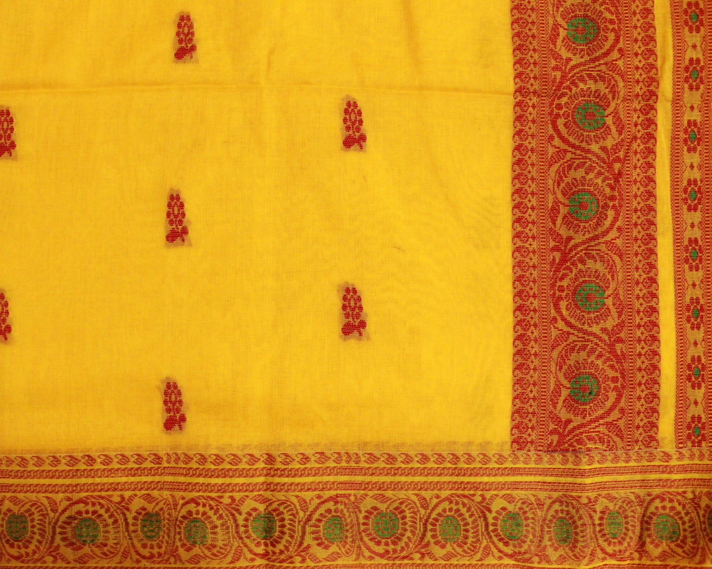 HANSA - Yellow Pure Cotton Baluchari Saree
