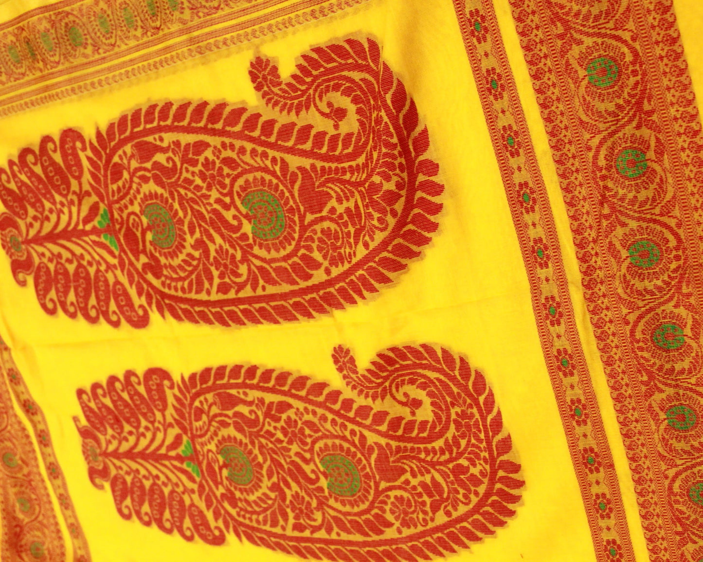 HANSA - Yellow Pure Cotton Baluchari Saree