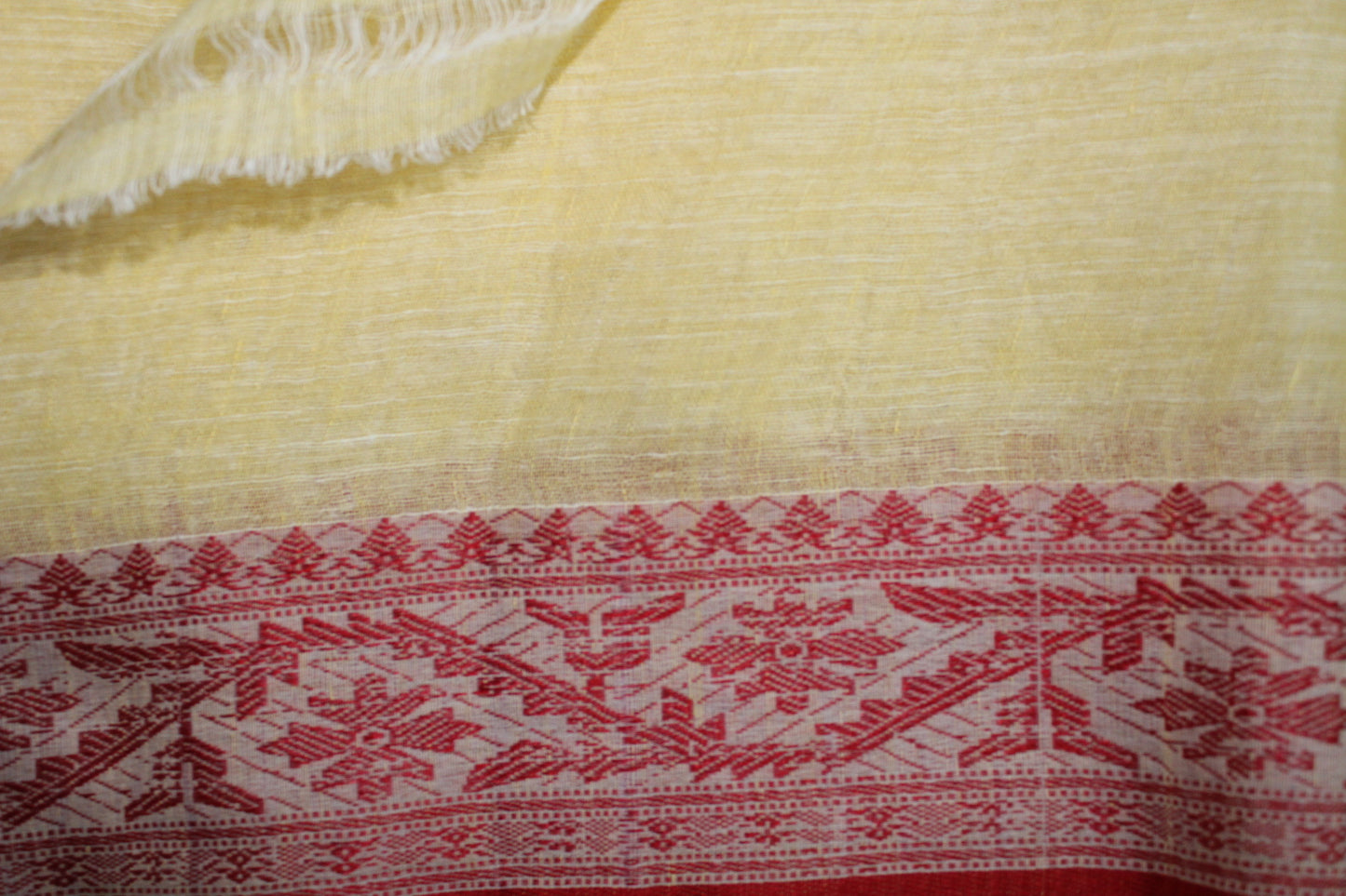 GIRIJA - Light Yellow Pure Linen Jamdani Saree
