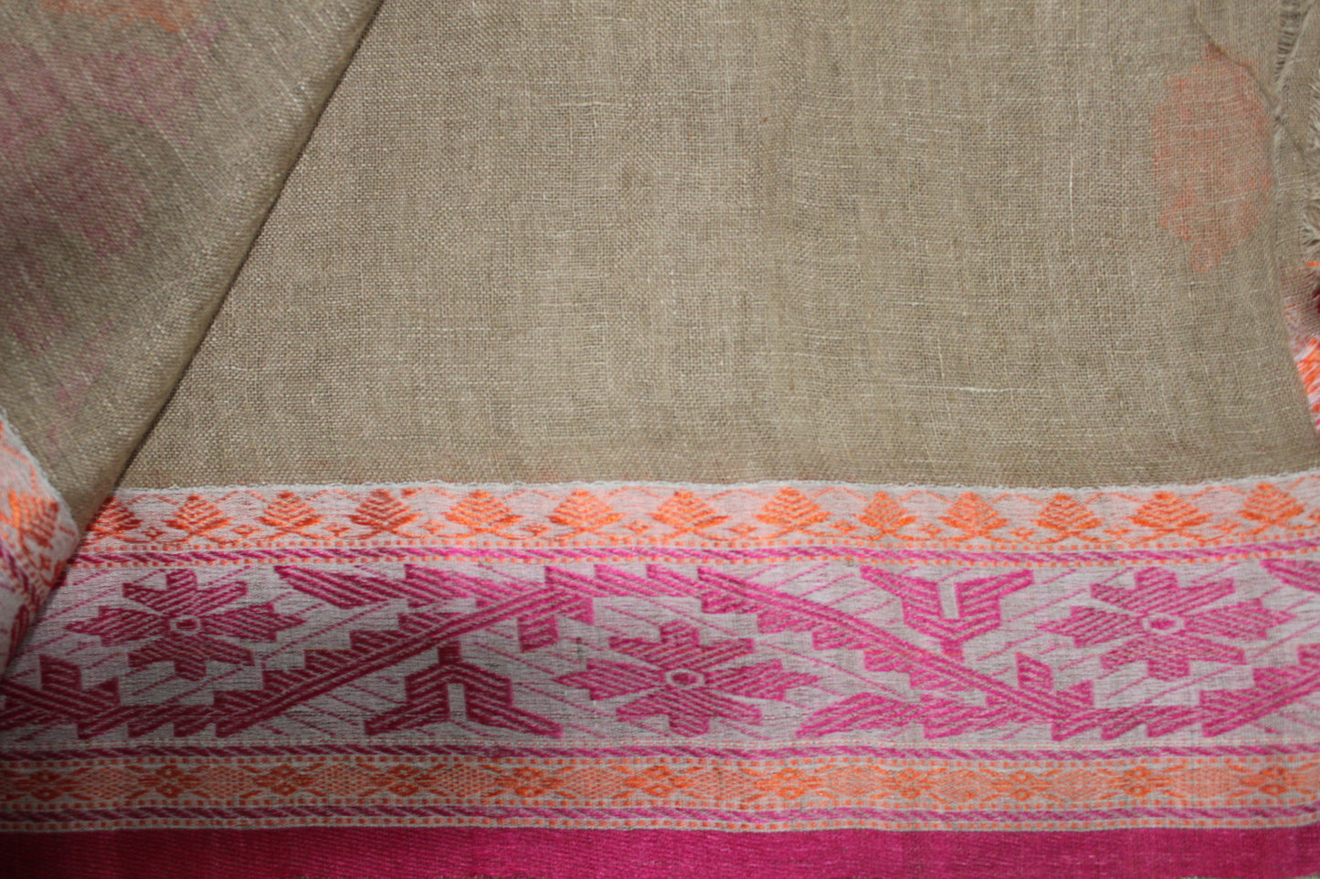 UMA - Light Brown Pure Linen Jamdani Saree