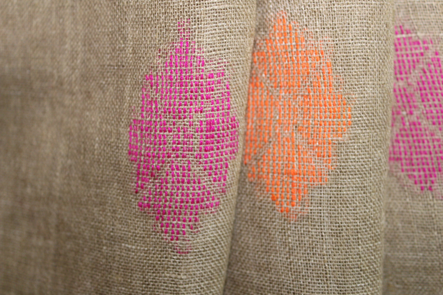 UMA - Light Brown Pure Linen Jamdani Saree