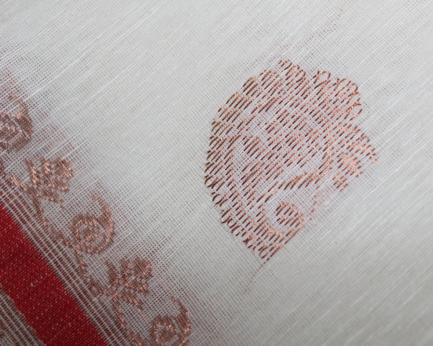 AMBIKA - White Organic Linen Banarasi Handloom Saree with Red Border