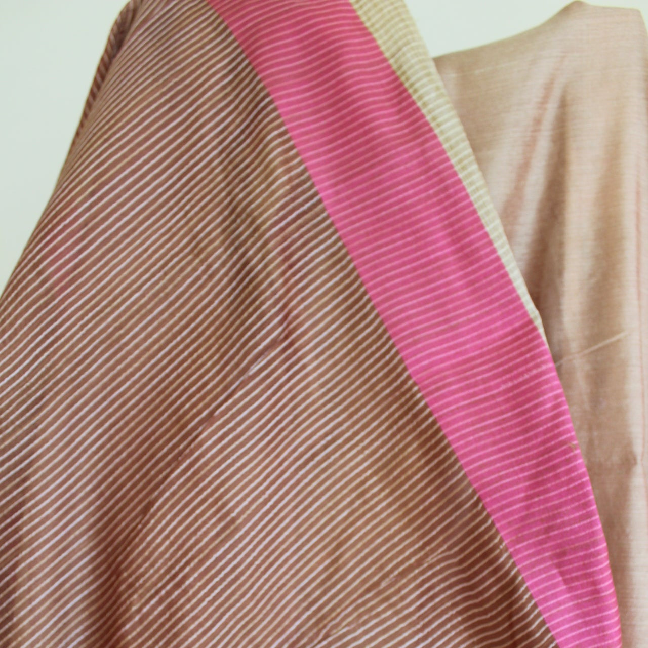 Almond Plain Cotton Silk Saree