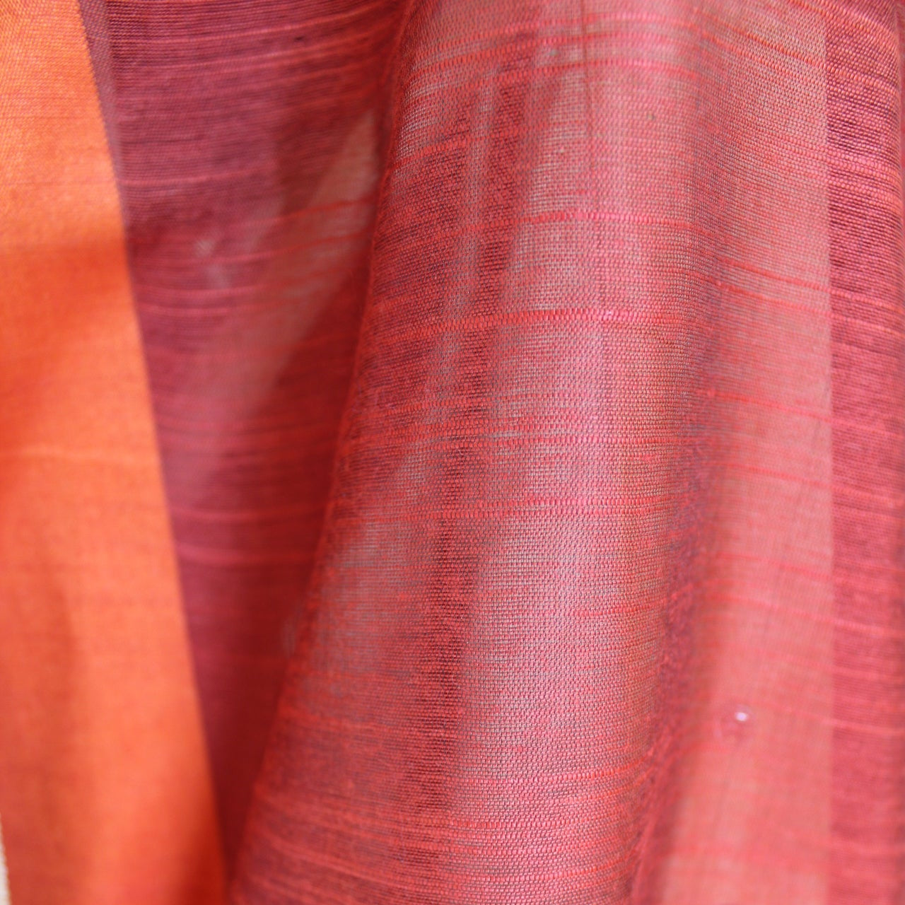 Rust Plain Cotton Silk Saree
