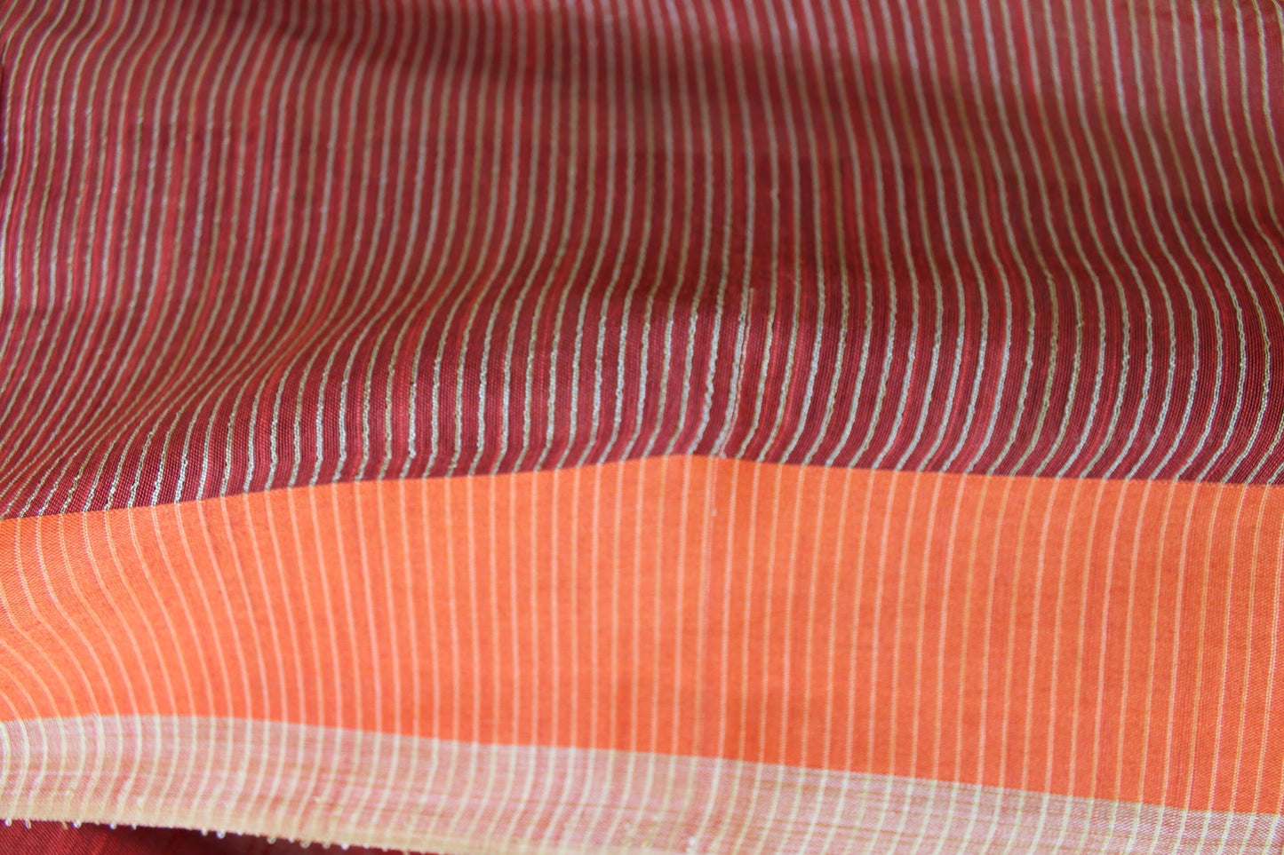 Rust Plain Cotton Silk Saree