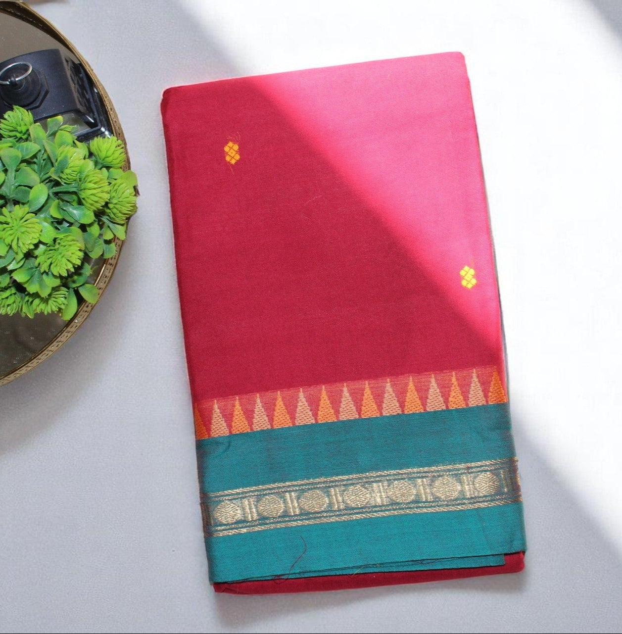 SHAMBHAVI - Red Kanchi Cotton Saree