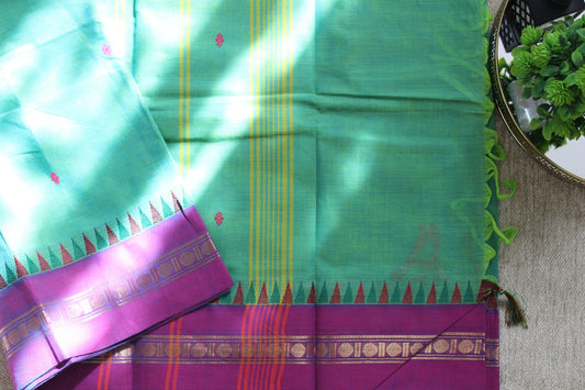 Sea green Kanchi Cotton Saree