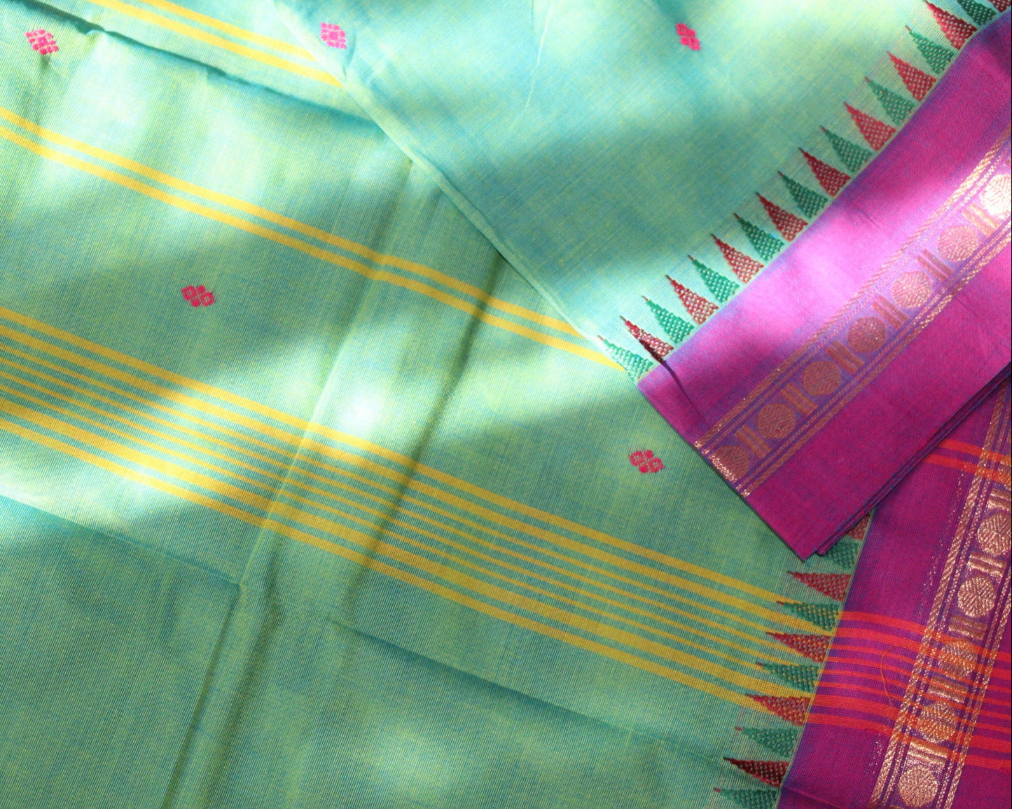 Sea green Kanchi Cotton Saree