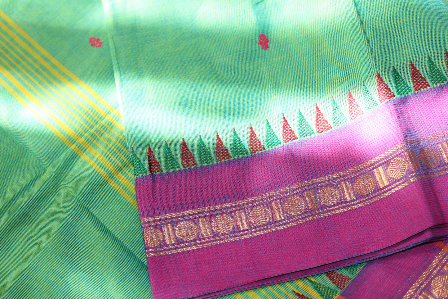 Sea green Kanchi Cotton Saree