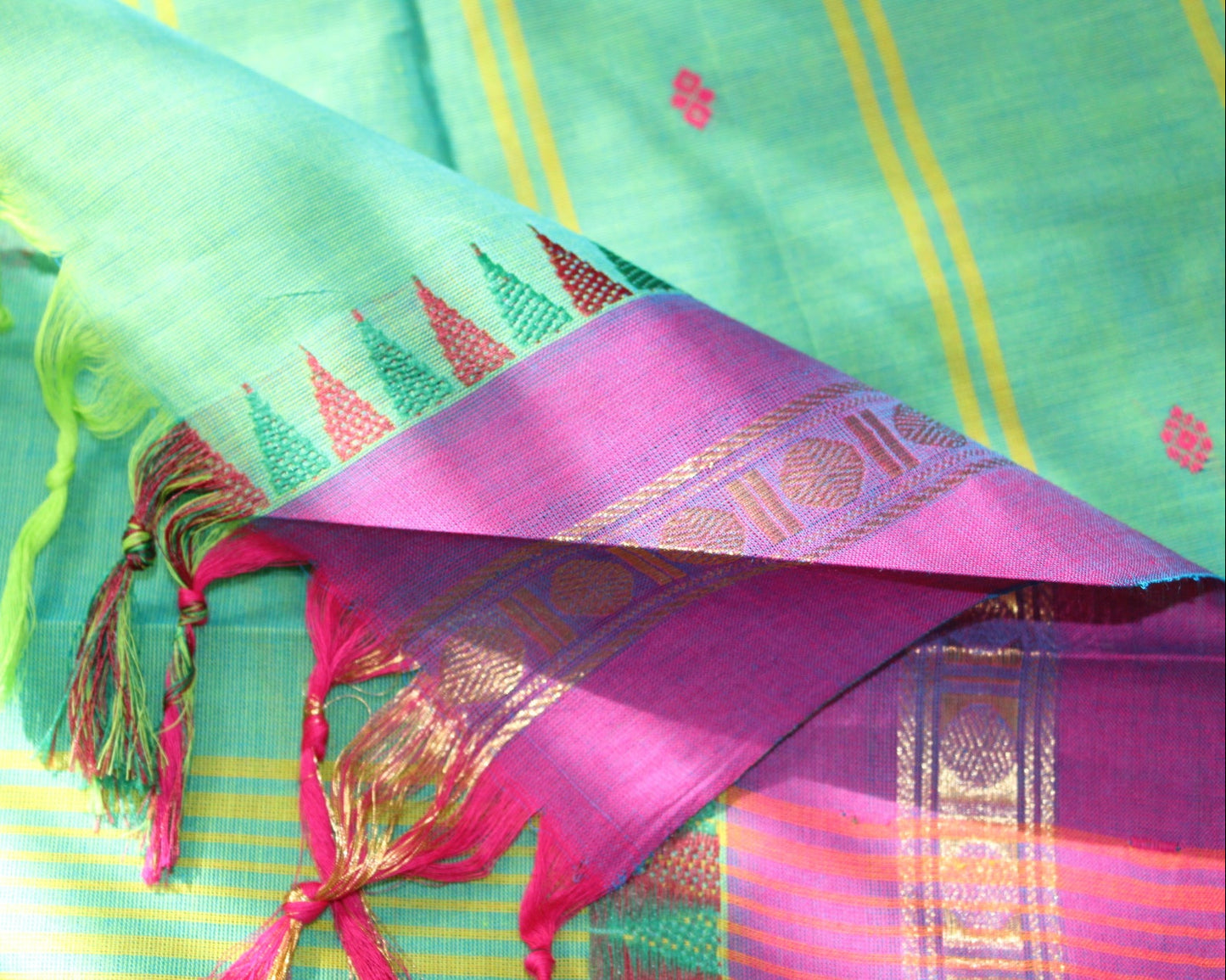 Sea green Kanchi Cotton Saree