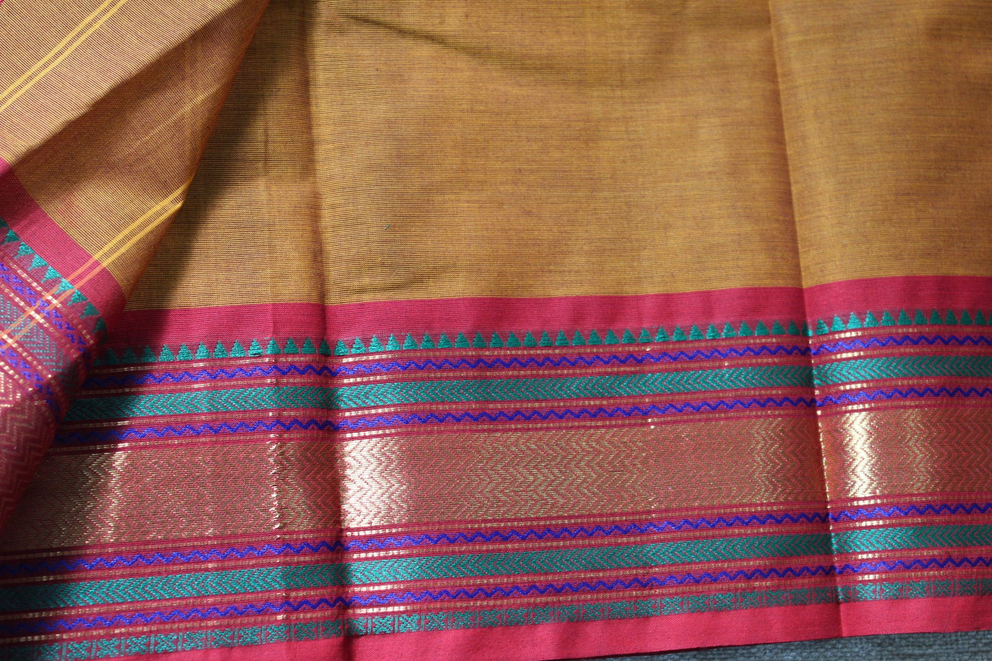 Mustard Kanchi Cotton Saree