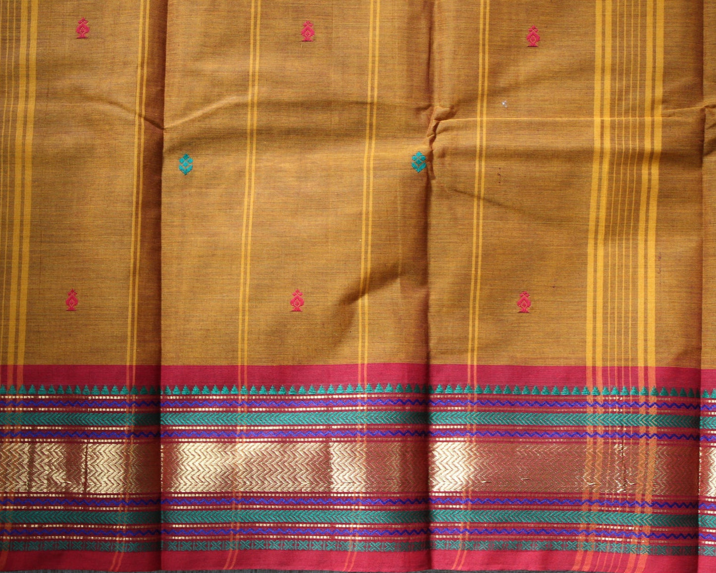 Mustard Kanchi Cotton Saree