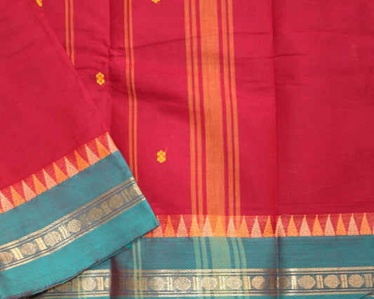 SHAMBHAVI - Red Kanchi Cotton Saree