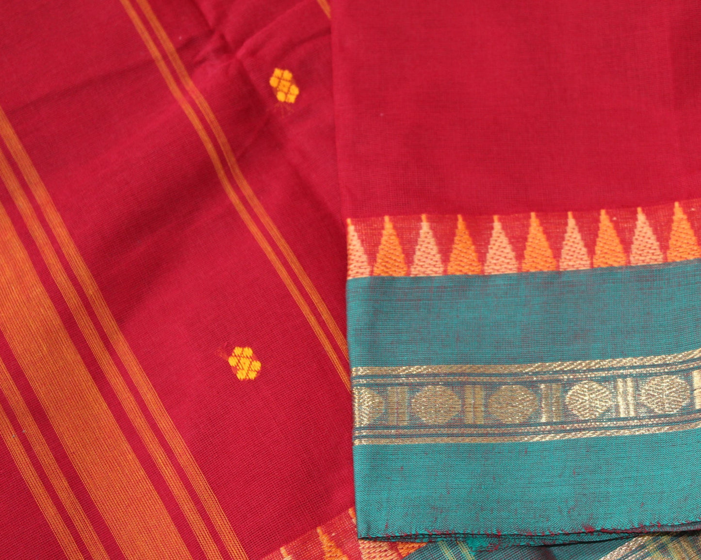 SHAMBHAVI - Red Kanchi Cotton Saree