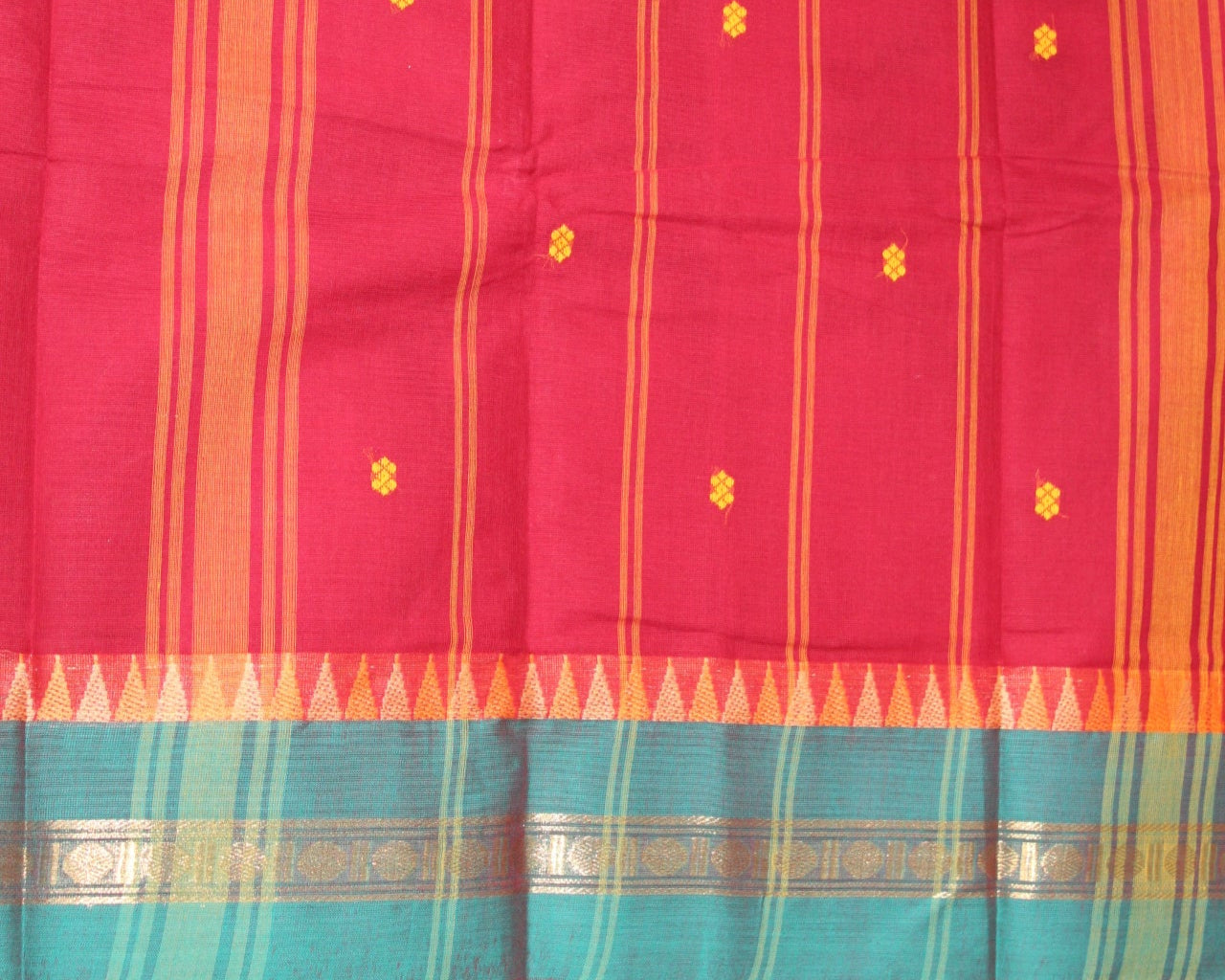 SHAMBHAVI - Red Kanchi Cotton Saree