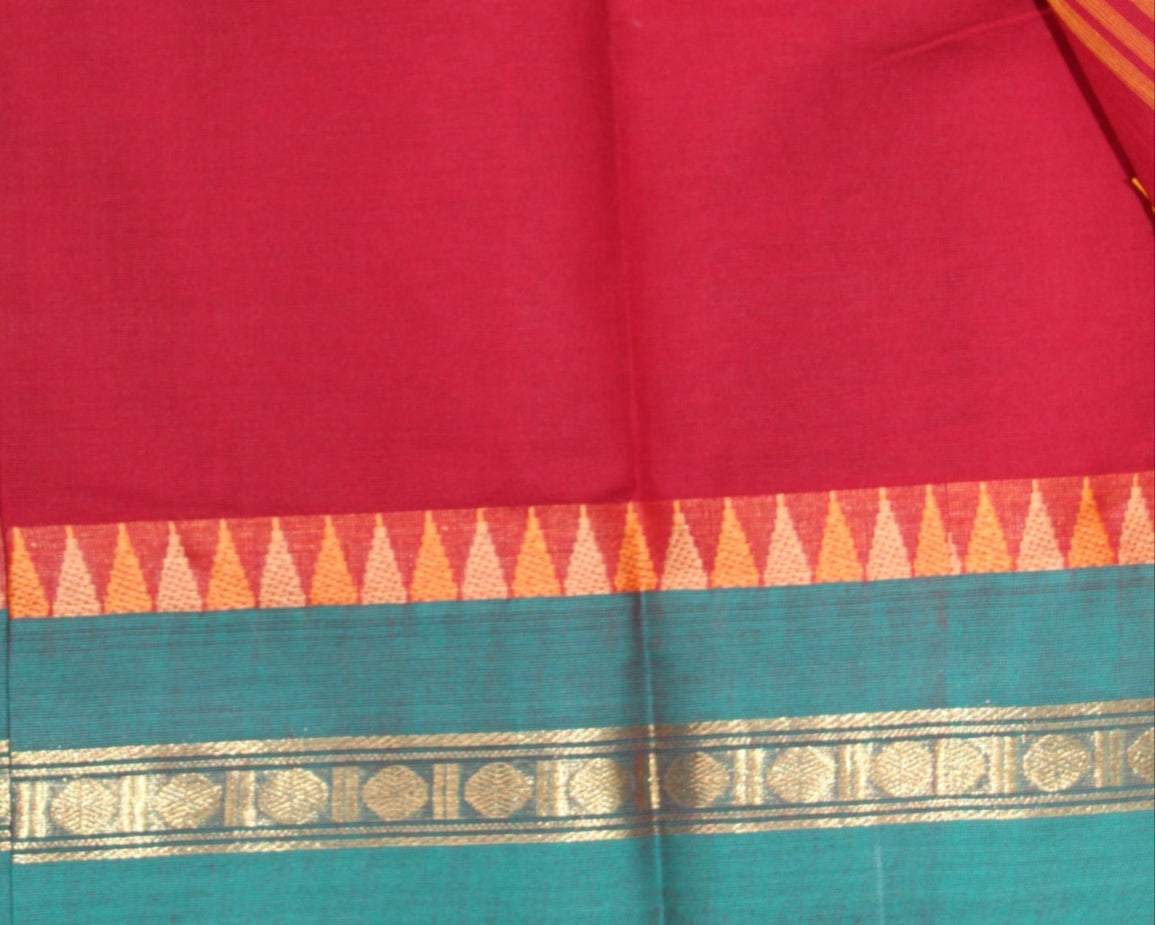 SHAMBHAVI - Red Kanchi Cotton Saree