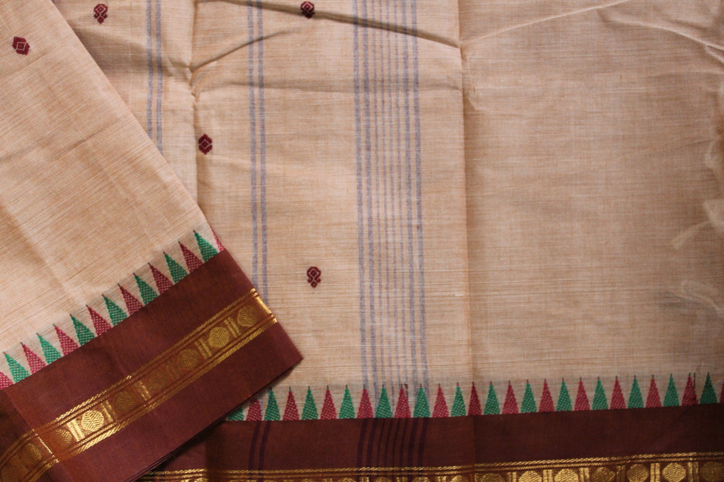 Almond Kanchi Cotton Saree