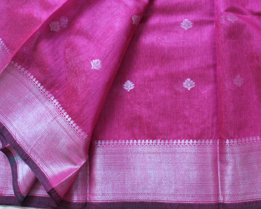 Magenta Jacquard Cotton Silk Saree