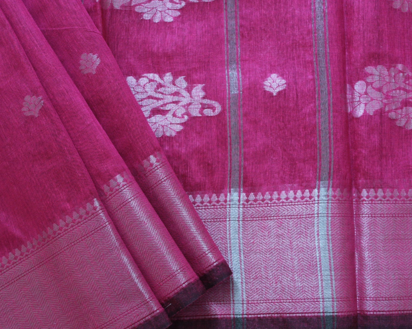 Magenta Jacquard Cotton Silk Saree