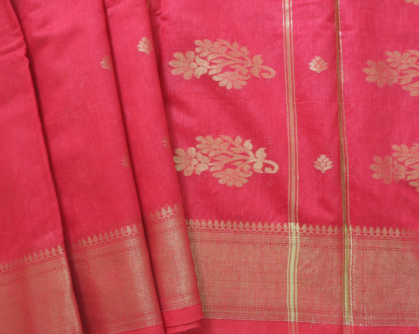 Red Jacquard Cotton Silk Saree