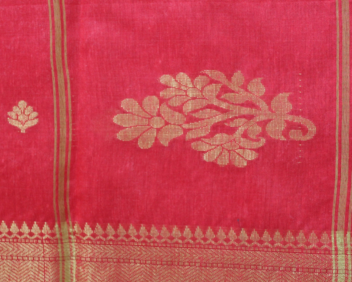 Red Jacquard Cotton Silk Saree