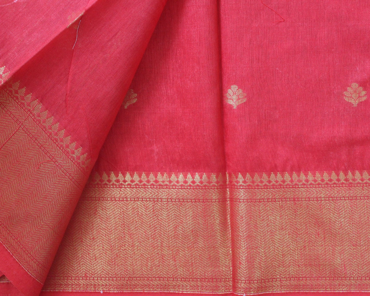Red Jacquard Cotton Silk Saree