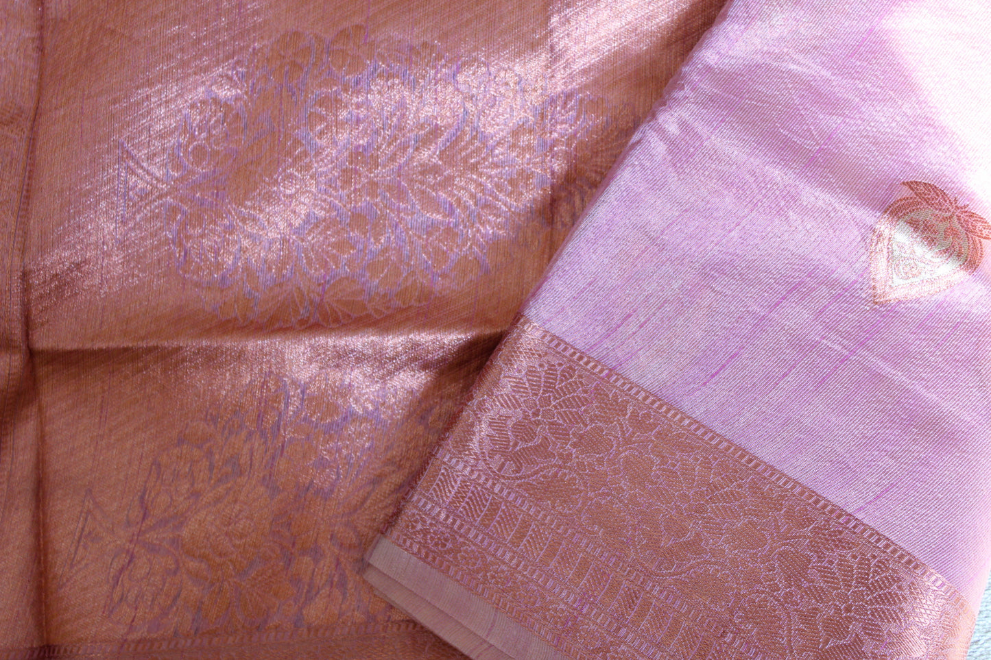 Onion Pink Tissue Organza Saree