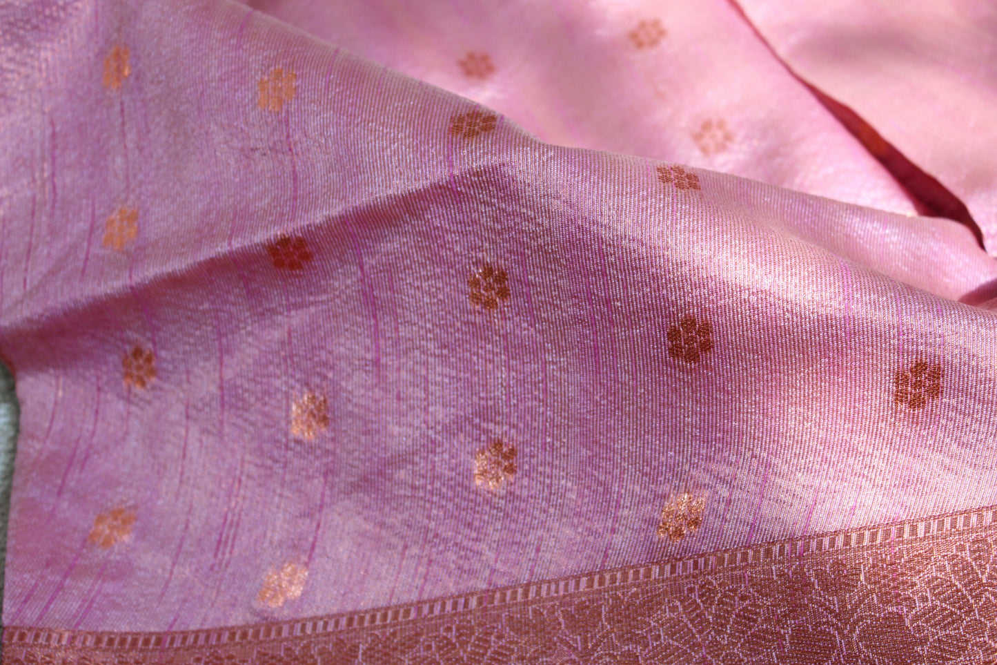 Onion Pink Tissue Organza Saree