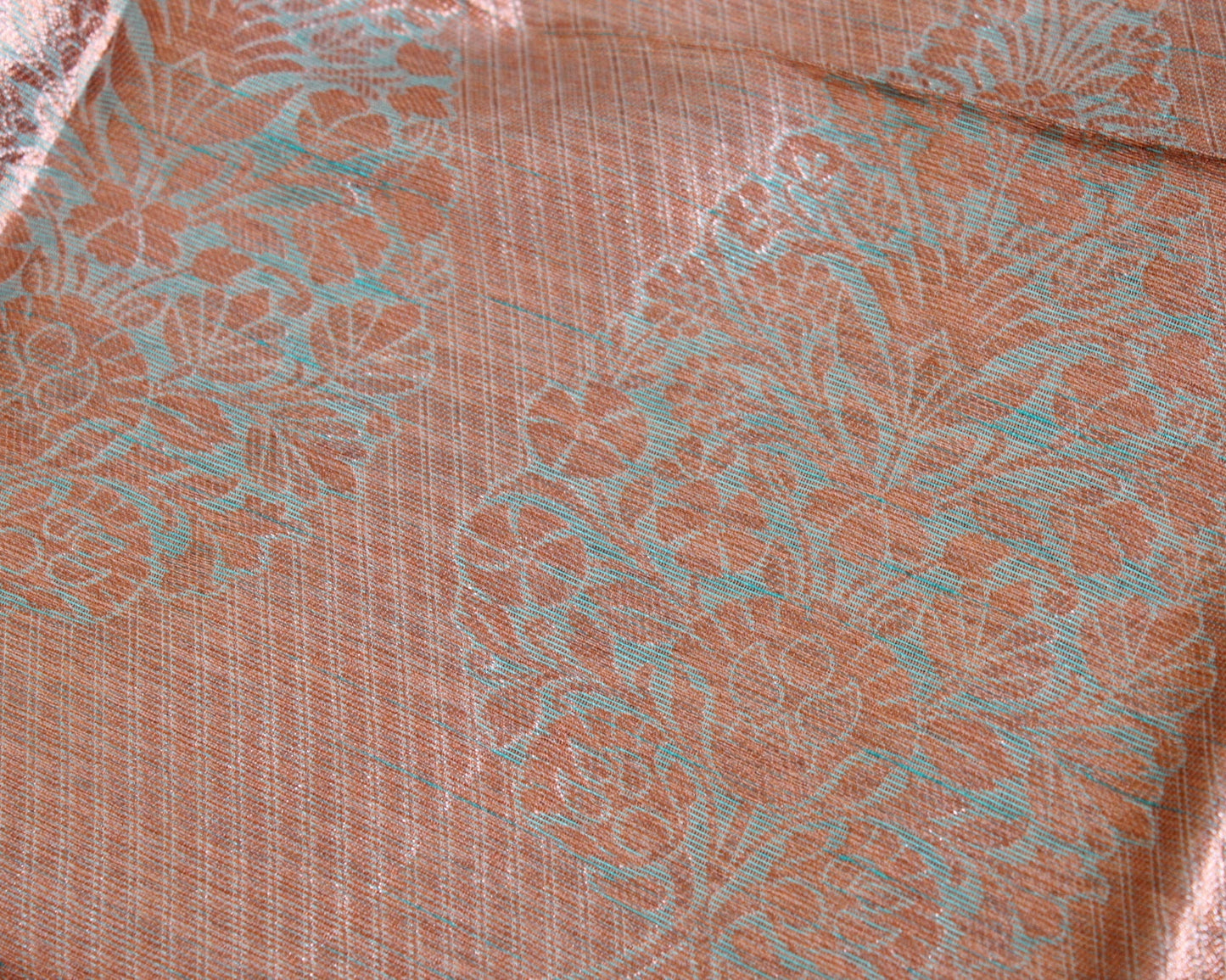 Mint Green Tissue Organza Saree with Copper Motifs