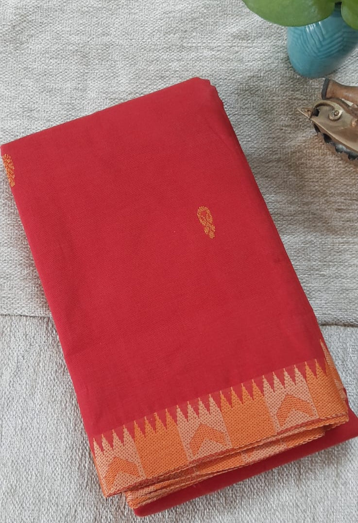 ACHAL - Red Pure Cotton Saree