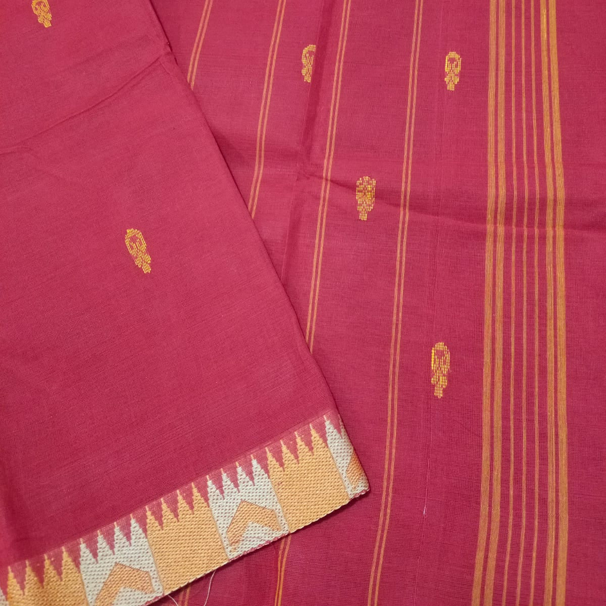 ACHAL - Red Pure Cotton Saree