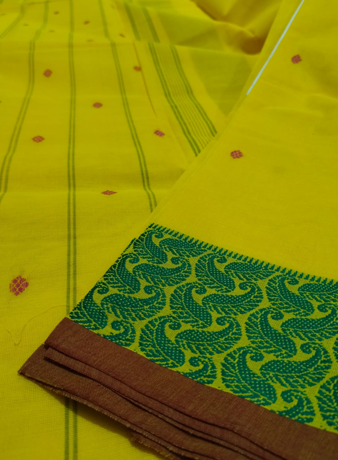 AGNI - Yellow Pure Cotton Butta Saree