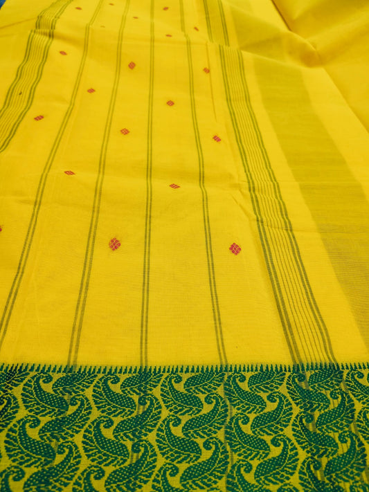 AGNI - Yellow Pure Cotton Butta Saree